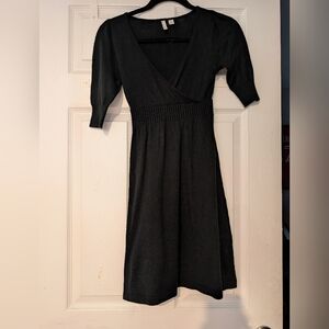 Frenchi XS Black Wrap Sweater Dress with Cuffed Sleeves
